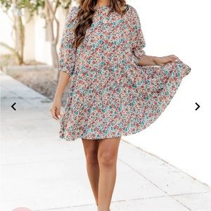 Pink lily floral dress